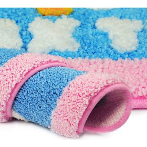 Tapis de bain antidérapant marguerite 40x60 cm – Bleu (1/5)