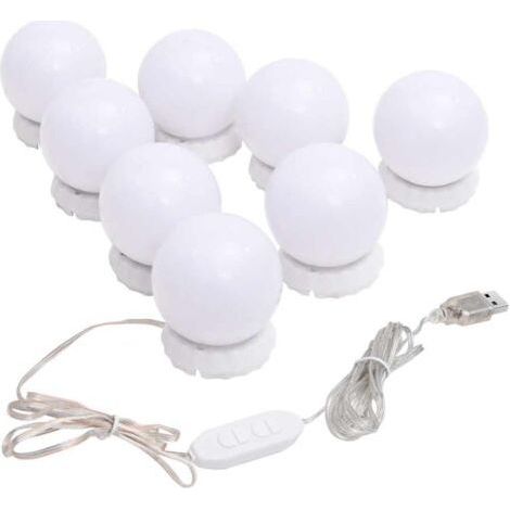 Mirror light with 8 LED bulbs – Warm white and cool white – Plastic material – 1.5m cable length – 3000-6000K color temperature (1/5)