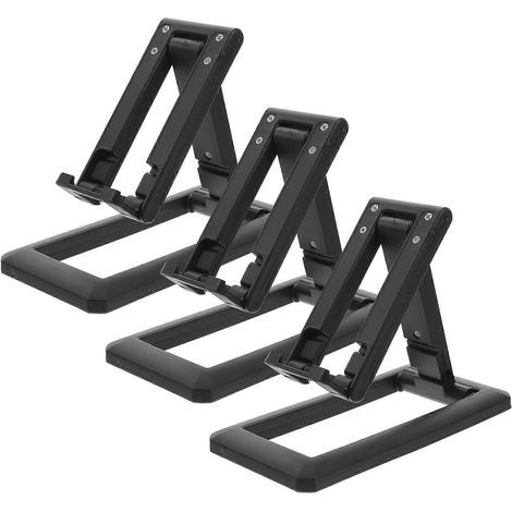 3er-Pack faltbare Handyhalterungen, höhen- und winkelverstellbar. – 14 x 7,5 x 14 cm – Schwarz (1/4)