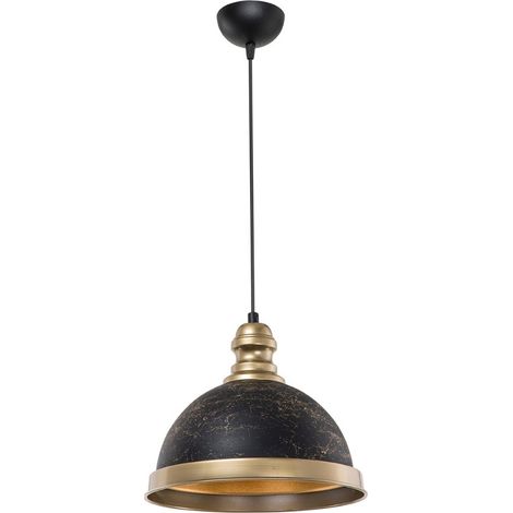 Lampada da soffitto con paralume metallo nero e dettagli oro - Astek ASZ1637 (1/4)