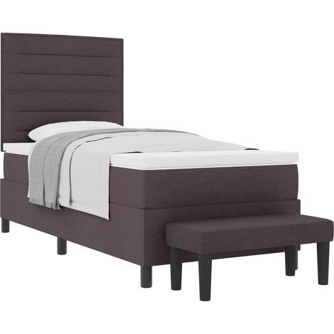 Maison Exclusive - Lit à ressorts avec tête de lit Marron foncé 90 x 200 cm tissu (1/5)