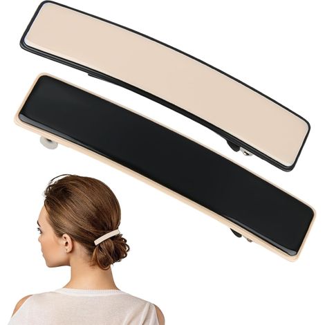 Sollbry Ensemble de 2 Grandes Barrettes à Cheveux Élégantes pour Femme  Barettes Cheveux Fille Accessoires Cheveux Femme Pinces Automatiques en 2 Couleurs pour Cheveux Épais (1/5)