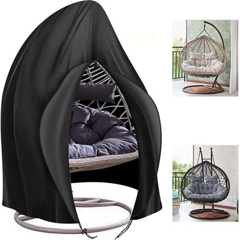 [NEVER USED] Egg Hanging Chair Cover, Garden Chair Cover, Waterproof, Robust, 210D Oxford Fabric, Black, 230 x 200 cm