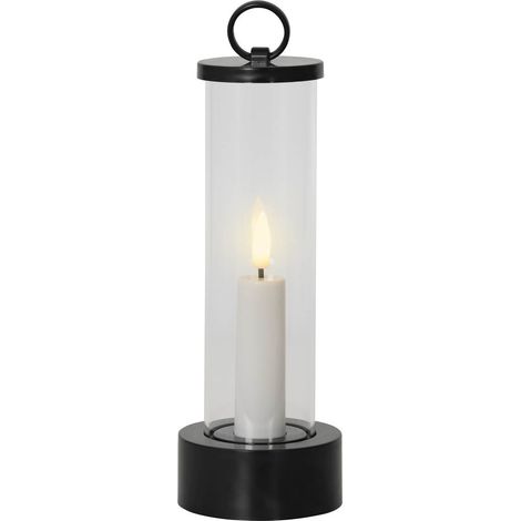 Lumineo LED Kerze Wachs im Zylinder s/w Ø 7,5 cm H: 20 cm Outdoor -Kunststoff (1/2)