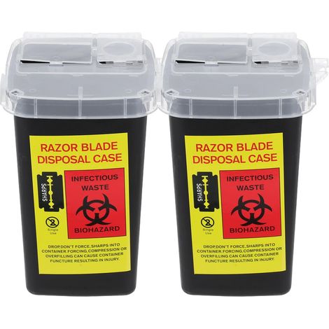 Used Razor Blades Recycling Box Portable Container With Locking Lid For Safe Collection Reusable 2 Pieces For Bathroom And Hair Salon (1/5)