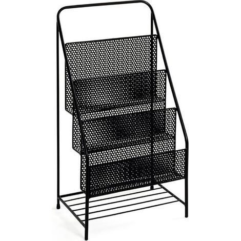 Porte revues en métal coloris noir - Longueur 35 x Hauteur 69 x Profondeur 24 cm -PEGANE- (1/4)
