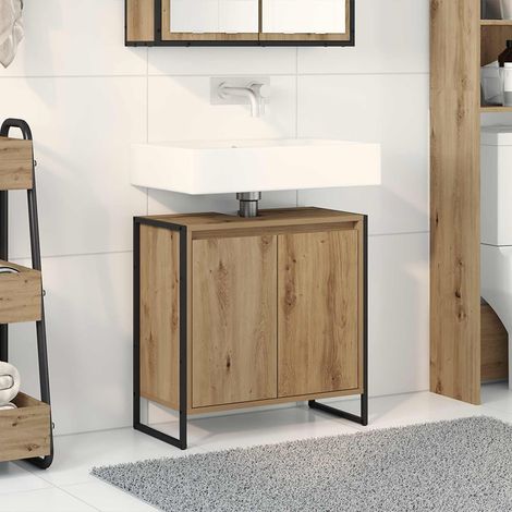 Gabinete de Baño con puerta Roble Artesanal 60 x 30 x 60 cm