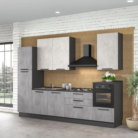 Cucina lineare moderna elettrodomestici inclusi Sinki 330 ossido e spatolato (1/3)