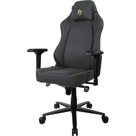 Arozzi PRIMO WOVEN FABRIC BL0002 Silla Gaming Golden Logo Negro/Gris Tejido 4D Reposabrazos Soporte lumbar ajustable (1/5)