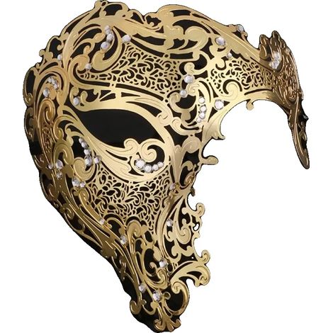 Maschera a sfera, metà superiore del viso, decorazioni con strass, tipo oro 1 (1/2)