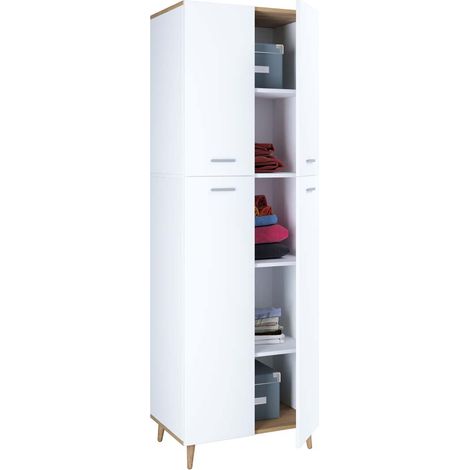 Ebuy24 – Armoire en bois 184x60x39 cm – 4 portes tournantes – 5 compartiments – Raccords en métal de haute qualité – Design intemporel (1/3)