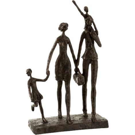 Statuette Déco "Famille en Promenade" 38cm Marron