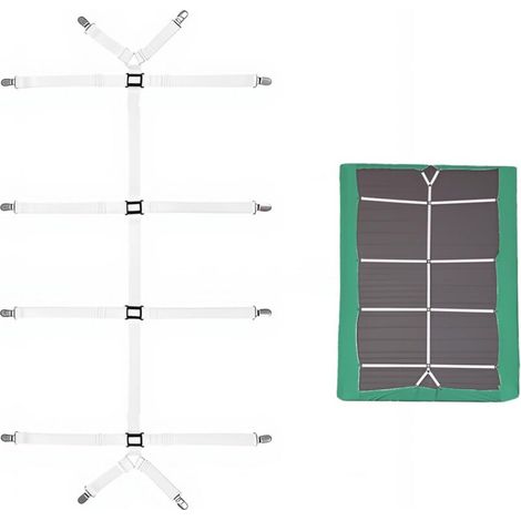 Bardusch-Attache drap-housse blanc avec pinces métalliques, réglable pour matelas, canapé ou planche à repasser (1/5)
