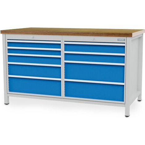 Kastenwerkbank Breite 1500 mm, R24-24, 9 x Schublade Maße in mm (BxTxH): 1500 x 750 x 859 (1/4)