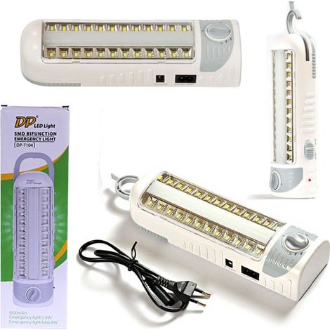 TrAdE Shop Traesio - Lampada Emergenza 24 Led Smd Con Neon Ricaricabile Per Casa Auto 4w 7104 - (1/5)