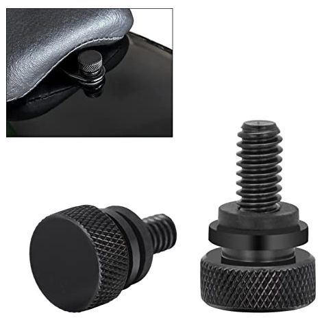 Lot de 2 vis de boulon de selle noires en acier inoxydable pour montage arrière - Compatible avec Harley 1996-2022 Touring Sportster Softail Dyna Street Glide Road Glide Wide Glide
