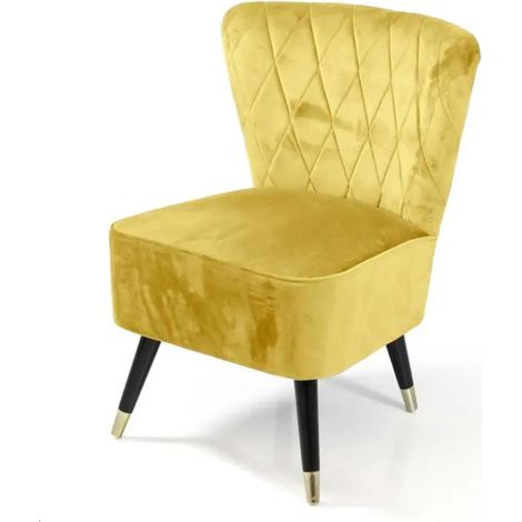 Sillón de terciopelo amarillo 64x66x84