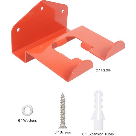 Juego de 2 soportes de pared resistentes para desbrozadoras y recortadoras, organizador de garaje, estante colgante (1/4)
