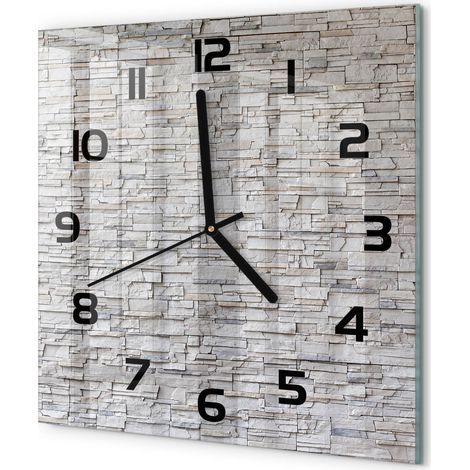 Horloge Murale Carrée Moderne Verre Trempé Quartz Silencieux Sans Tic-Tac Mur de pierre 30x30 cm (1/5)