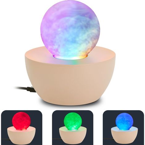 Briloner Lampada Da Tavolo RGB Con Sfera Effetto Nebbia Ø12x13,5 cm 0,6W Cambio Colore Automatico Beige - Luce Notturna Cameretta Lampada Decorativa Soggiorno (1/5)