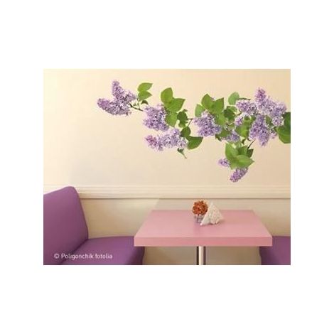 Sticker mural déco intérieure, photo branches de lilas et violettes, 68 cm X 48 cm, décorez votre maison avec ce grand format.