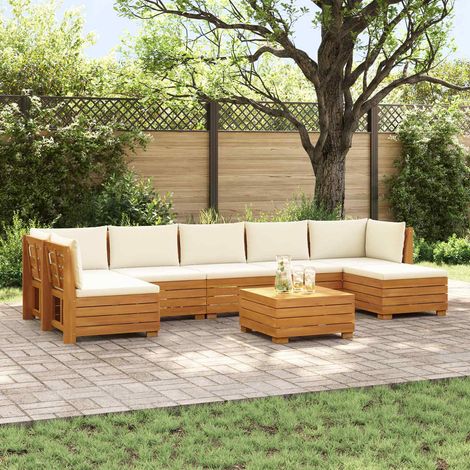 vidaXL Outdoor-Sofagarnitur mit Kissen 8 Stück Braun Massivholz Akazie (1/5)