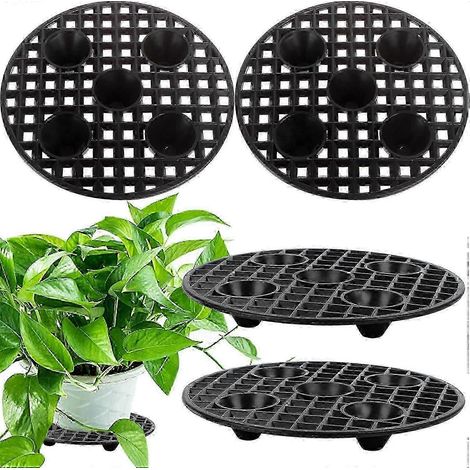 Lot de 4 supports à plantes robustes, niveau à bulle, ronds et noirs (1/5)
