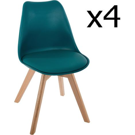 Lot de 4 Chaises de dîner en polypropylène bleu - H. 81 cm -PEGANE-