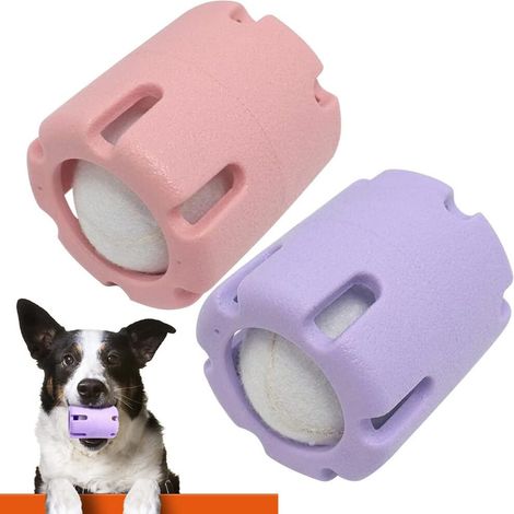 Sollbry 2er-Pack interaktives Hundespielzeug, Gummi, unzerstörbar, Spieltraining, Lila und Pink (1/5)