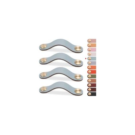 4pcs Poignée Meuble Cuir, Bouton Porte Placard Poignee Cuir Bouton de Tiroir, Poignee de Meuble Vintage pour Armoires, Commode, Cuisine, Salle de Bain (Bleu, 96mm)- Crezuo (1/4)