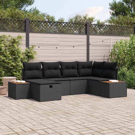 Set Divano da Giardino con cuscino Nero polyrattan vidaXL (1/5)