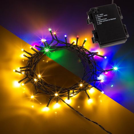 Außen LED Lichterkette 40 LEDs weiß bunt umstellbar, mit Timer, Batteriebetrieb (1/4)