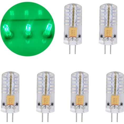 6 ampoules LED G4, ampoules à culot double JC, ampoules de remplacement halogènes T3 3W AC/DC 12V, vertes. (1/5)