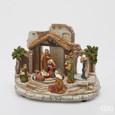 EDG Enzo De Gasperi Diorama Presepe di Natale H 22 Cm L 29 Cm L 16 Cm Musica, Movimento e Led Multicolor (1/5)