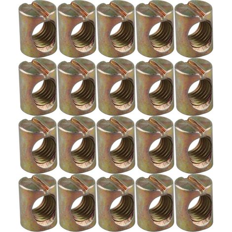 Ecrou Fendu M6 x 12 mm - Cheville Transversale Acier Carbone - Pour Assemblage Meubles Lit Berceau - Lot de 20 pièces