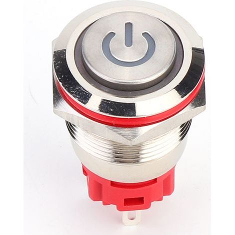 Metal Push Button Switch DC930V 19mm 1NO 1NC Self Locking Switch with Light Yellow(Ring Power Lamp High Head Self locking ) (1/5)