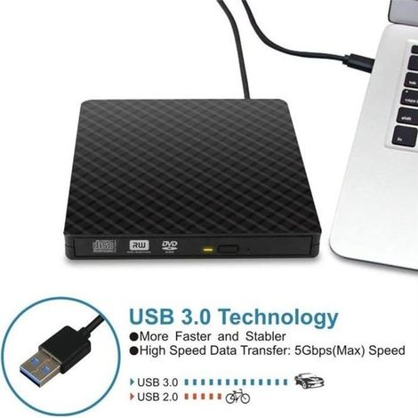 Slim USB 3.0 externe DVD RW Graveur de CD Lecteur Graveur Lecteur Lecteur pour PC portable @adp711 (1/4)
