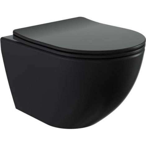 Swiss Aqua Technologies Toilette sospesa Fusion con sportello SoftClose e fissaggi invisibili, scarico Vortex, nero opaco (SATFUS010RTORPBKM) (1/5)