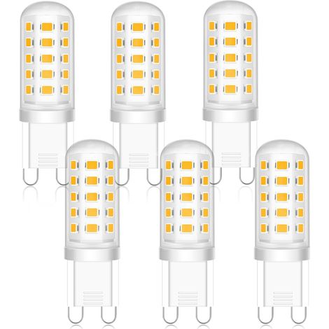 Ampoules LED G9 5W, équivalent 50W halogène, Ampoule Led G9 Blanc Chaud 2700K, Base en céramique, 300lm, Non Dimmable, Sans Scintillement, pour Cuisine Chambre Salon Jardin, lot de 6 (1/5)
