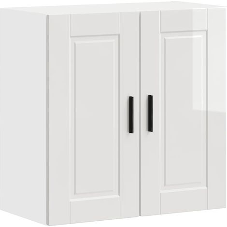 Armoire murale de cuisine Porto-Meuble de cuisine-Armoire suspendue de rangement blanc brillant bois ingénierie 144956 (1/5)