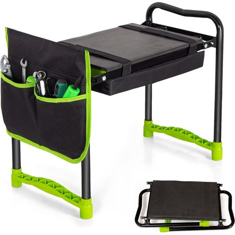 Todeco Gartenhocker Kniebank mit 2 Arten von Kissen und Gartenwerkzeug Tasche, Gartenhelfer Kniehilfe für Gartenarbeit, 2 in 1 Sitzbank klappbar Garten mit Schaumkissen und Stahlrohrgestell (1/5)