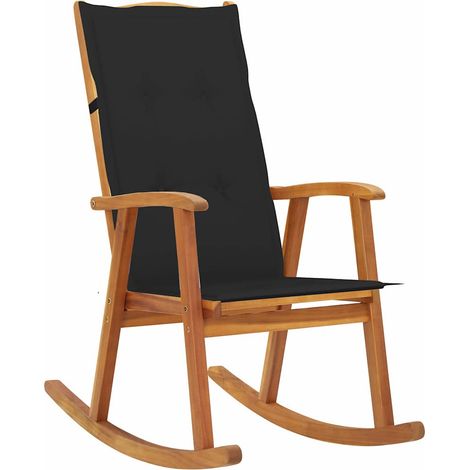 vidaXL Silla mecedora con cojines madera maciza de acacia (1/5)