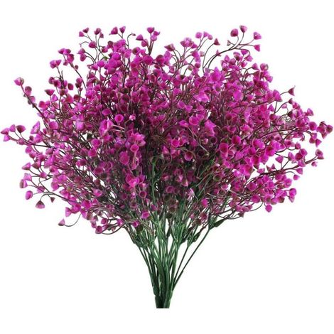 4pcs Gypsophile Artificielles 7 Branches Fleurs Artificielles Arbuste Artificiel Buisson Fausse Fleurs Violet Decoration pour Mariage Maison Jardin- (1/5)