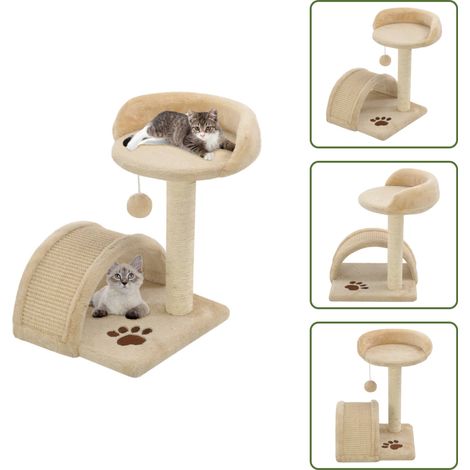 Katzen-Kratzbaum Sisal 40 cm Beige und Braun - Katzen Kratzbaum - Sisalkratzbaum - Katzenmöbel - Katzenspielplatz - Katzenkletterbaum (1/5)