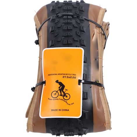 Pneu VTT 27.5x2.20 Antidérapant Noir et Jaune, Pneu de Rechange pour Vélo de Montagne et Route, Pliant (1/5)