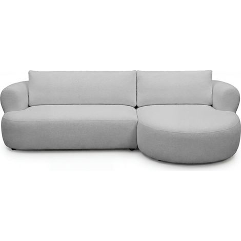 ELLY - Canapé d'angle tissu chenille 4 places - Gauche - Gris clair