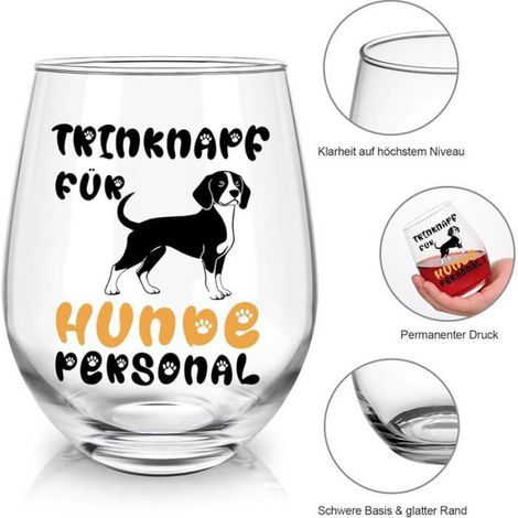 Verre À Vin - 520 Ml - Pour Amoureux De Chiens - Gamelle Pour Chien - 1 Pièce (1/5)
