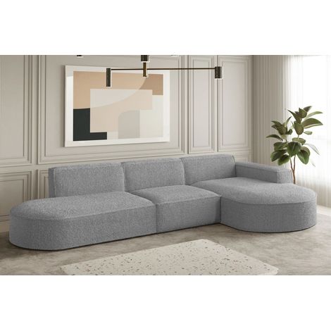Ecksofa Designersofa PALMA in Stoff Ascot Taupe Ottomane Rechts (1/2)