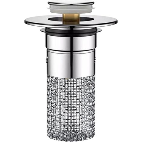 Bouchon de cheveux pour vidange d'évier – Filtre de vidange d'évier de salle de bain – En acier inoxydable – Noyau en laiton – Filtre de drainage d'évier – Attrape-cheveux anti-encrassement d'évier de (1/5)