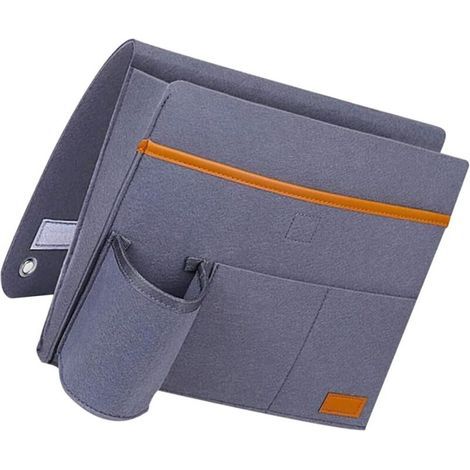 Organisateur de Rangement en Feutre Gris Fumée pour Accoudoir de Canapé Pochette Suspendue Multi-Compartiments Support Pratique pour Télécommande et Petits Objets Adapté pour (1/5)